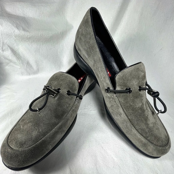 PRADA gray suede toggle loafers, never worn - Picture 7 of 9